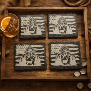 american flag slate coaster set