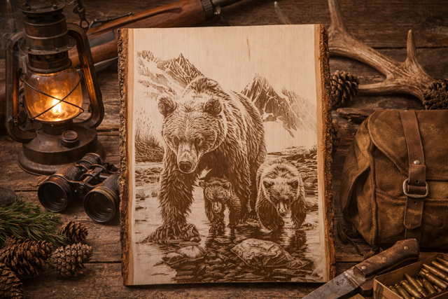 grizzly bear family wood plank – rustic mountain & wildlife wall art grizzly bear family wood plank – rustic mountain & wildlife wall art