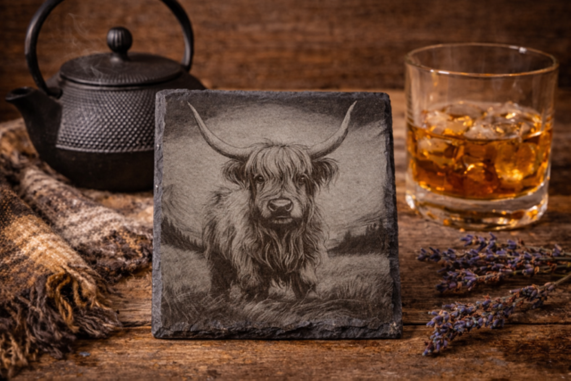 highland cow slate coaster set highland cow slate coaster set