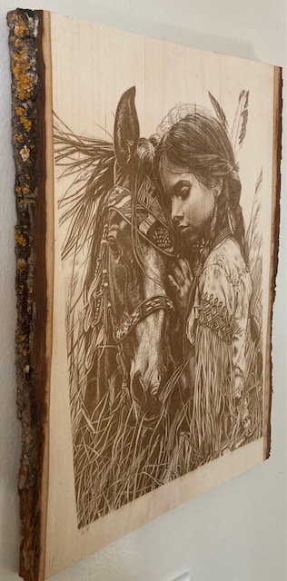 native girl and horse wood engraving native girl and horse wood engraving