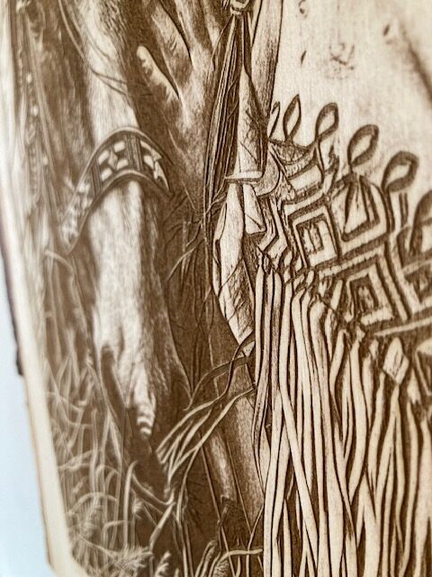 native girl and horse wood engraving native girl and horse wood engraving
