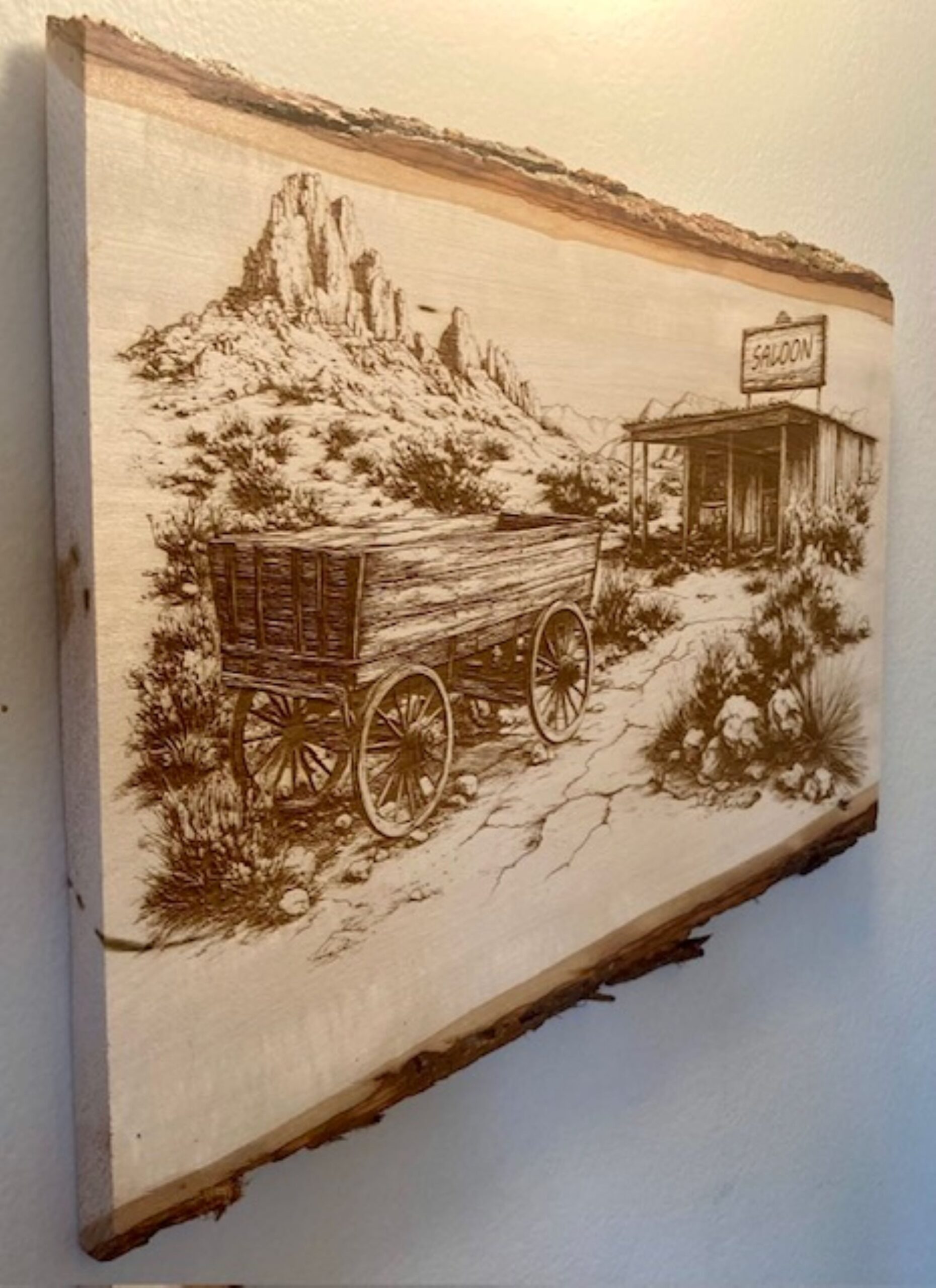 old west saloon scene wood plank – rustic western décor, laser engraved frontier wall art old west saloon scene wood plank – rustic western décor, laser engraved frontier wall art