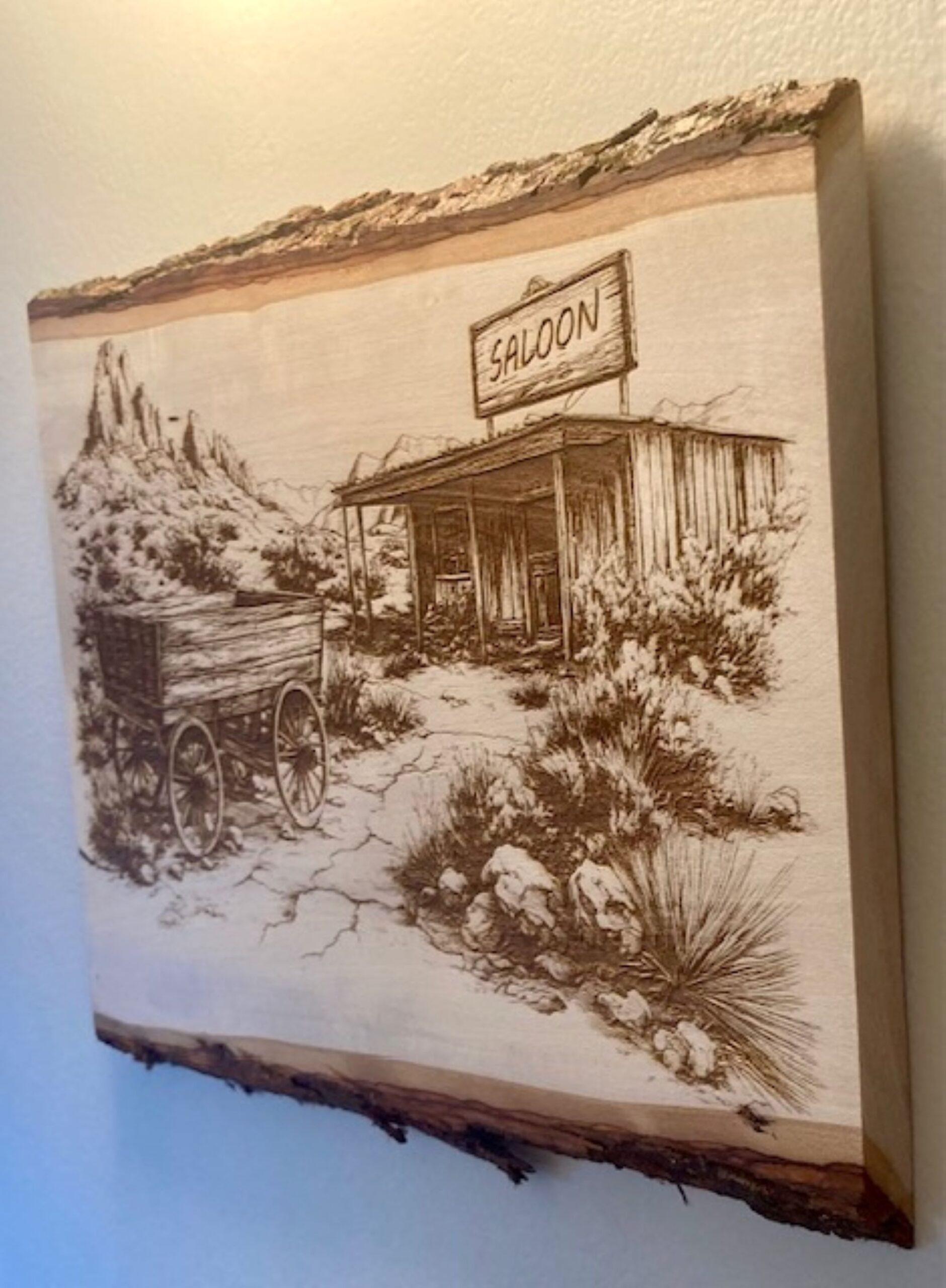 old west saloon scene wood plank – rustic western décor, laser engraved frontier wall art old west saloon scene wood plank – rustic western décor, laser engraved frontier wall art