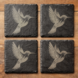 hummingbird slate coaster set