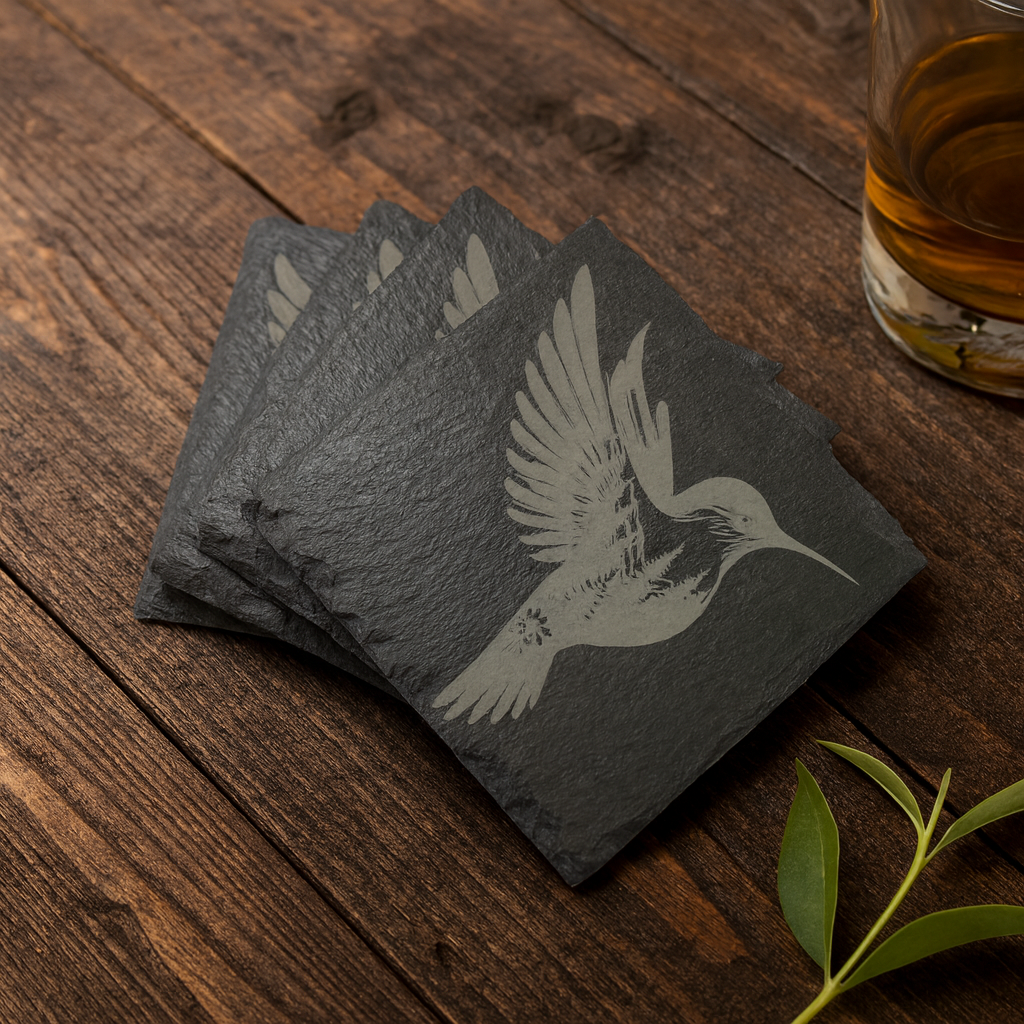 hummingbird slate coaster set hummingbird slate coaster set