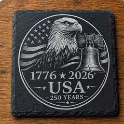 america 250 years slate coaster set | 1776 2026 patriotic coasters | american eagle liberty bell gift